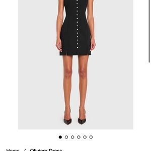 Amanda Uprichard Black Mini Dress with Button Detail